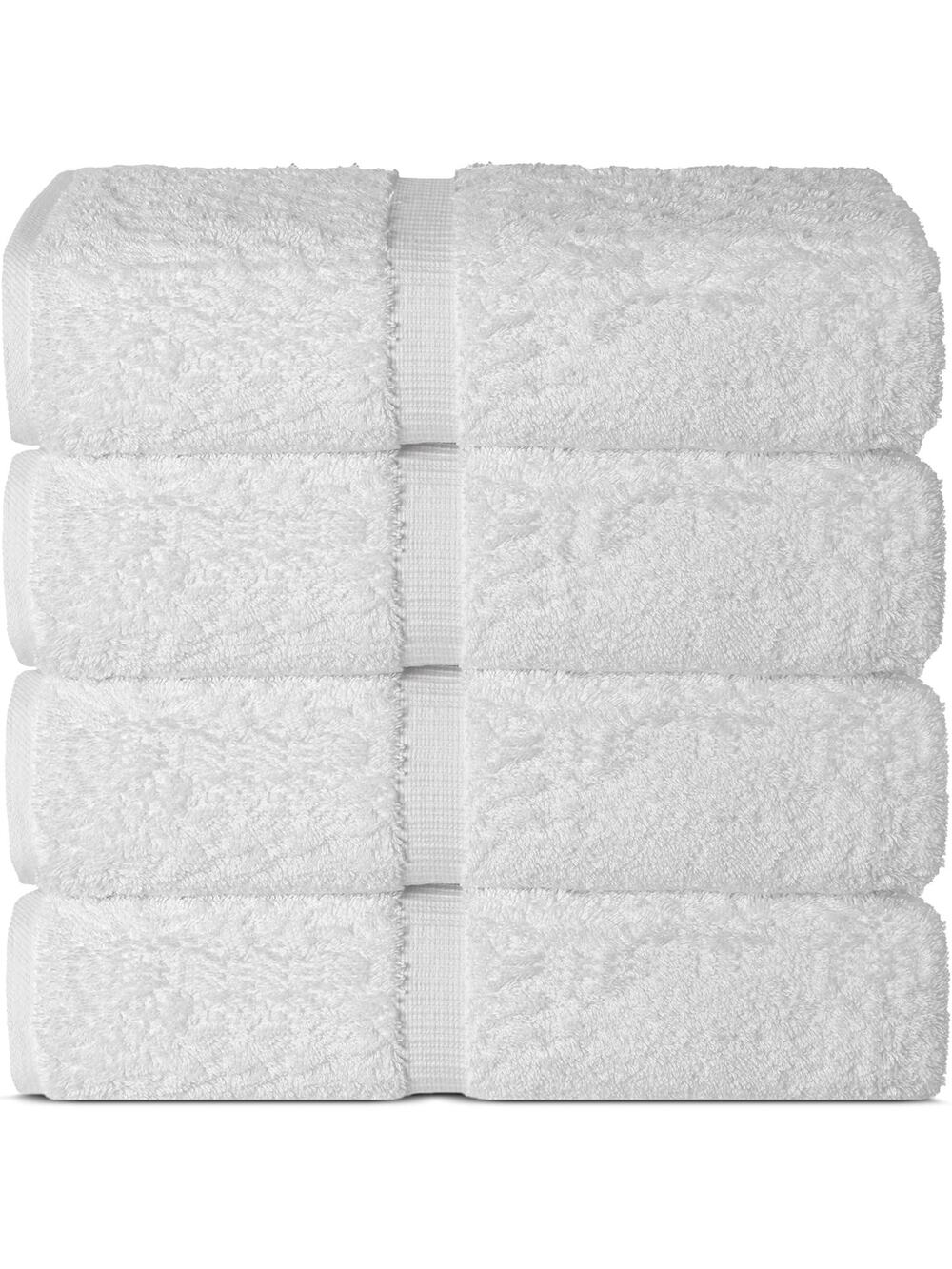 100% Cotton Turkish Bath Towels Set of 4 Premium Absorbent Soft 27x54 White